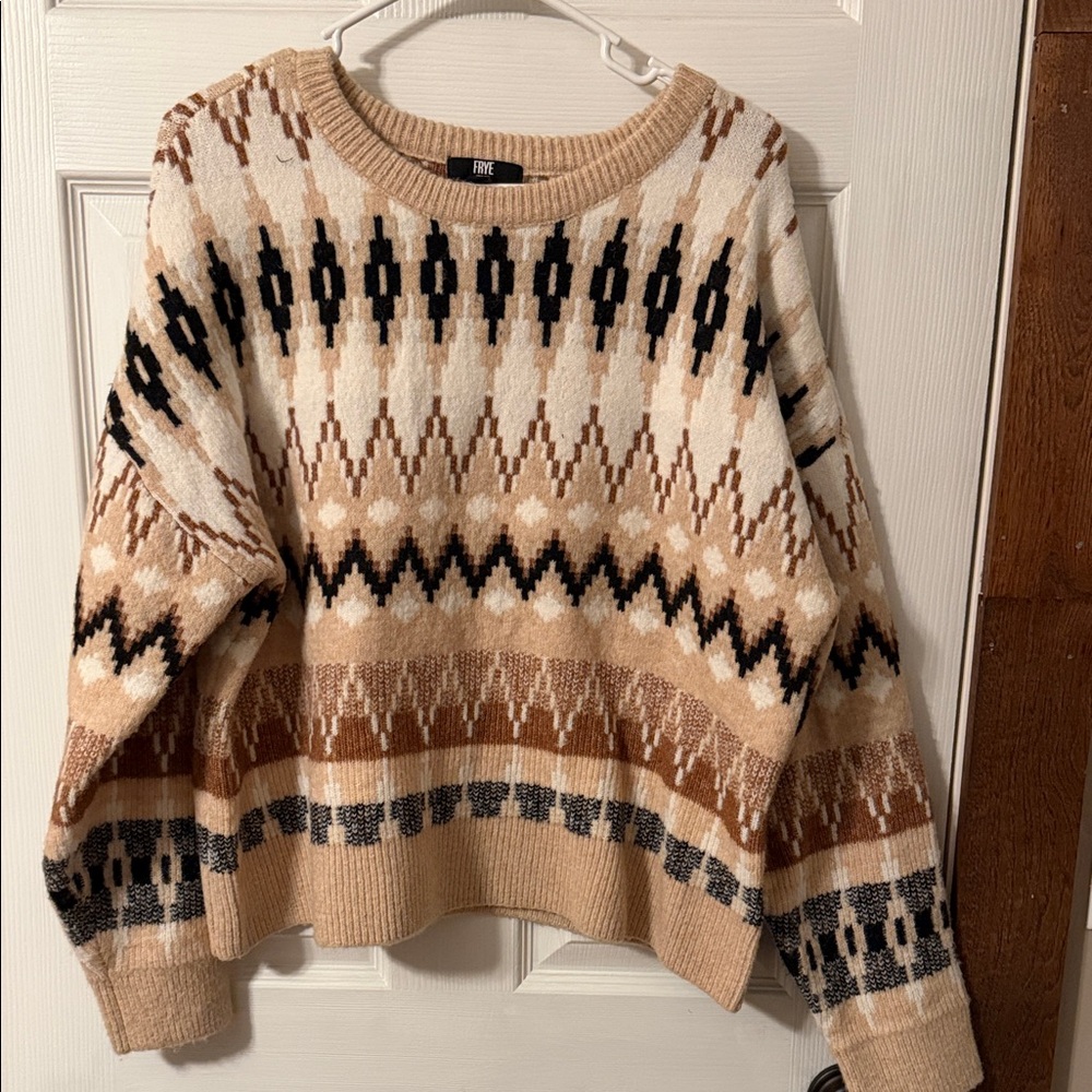 Frye Black and Brown Patterned Sweater